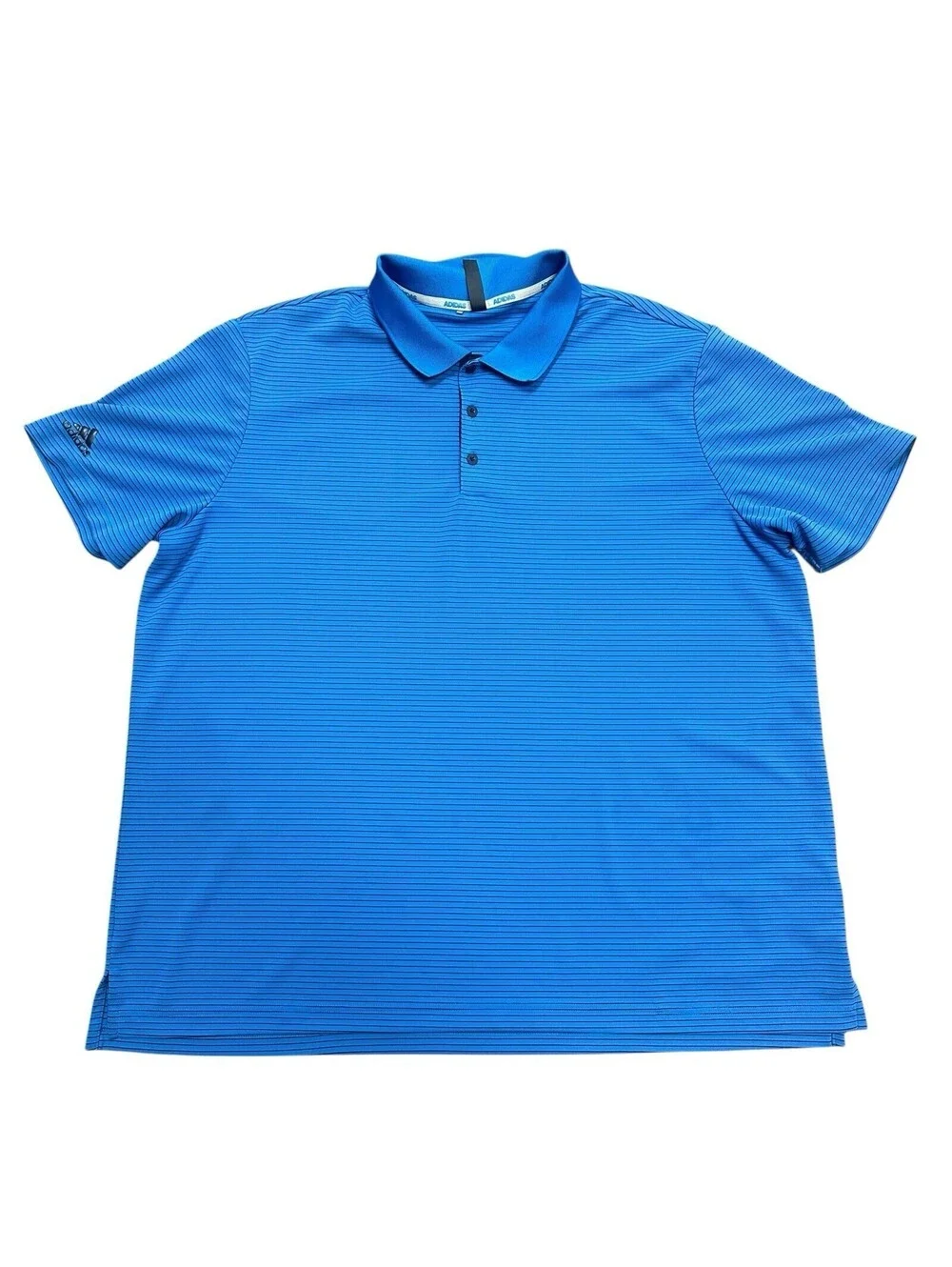 Adidas Polo Shirt Mens 2XL Blue Striped Short Sleeve